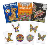 PIWOSGOL Lot De 3 Livres De Coloriage Pour Adultes, Reliure Spirale, 60 Motifs: Mandalas, Animaux Et Papillons. Livre De Coloriage Anti-Stress Et Détente
