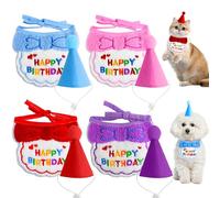 PIWOSGOL Lot De 4 Chapeaux De Fête pour Peluches avec Bavoir, Mini Chapeaux De Fête pour Peluches - Idéal pour Anniversaires Et Fêtes De Famille