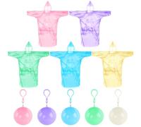 PIWOSGOL Poncho de Pluie Jetable, 5 Pcs Cape Pliable, Pour Homme Femmes Adulte, Imperméable Urgence, Boules Faciles à Transporter, Festival Camping Extérieur Voyage