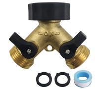 PIWOSGOL Robinet Double Machine a Laver 2-Voies Y-Distributeur De 3/4" en Y Répartiteur de Robinet de Jardin en Laiton pour Machine à Laver, Cuisine, Jardin