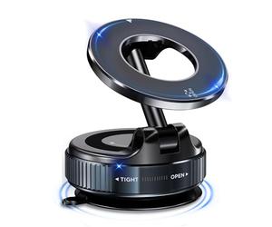 PIWOSGOL Support Téléphone Voiture Magnétique Ventouse, Porte Telephone Voiture Réglable à 360°, Compatible avec iPhone 16/15/14/13/12- pour Voiture/Miroir