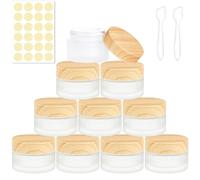 PIWOSGOL10 Pcs Pots Cosmétique Vide en Verre, 15ML Pots Creme Vide, Conteneurs Cosmétiques Pot Échantillon, Contenant Échantillon Voyage avec Autocollants & Spatule, pour Crème Lotion Maquillage