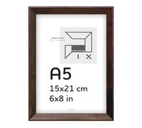 Pix FRAMES Cadre Photo 15x21 cm (A5) - Cadre Poster Bois - Cadre avec Vitres en Acrylique - Cadre à Suspendre et à Poser - Cadre Portrait Moderne - Marron foncé