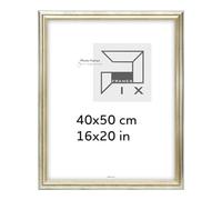 Pix FRAMES Cadre Photo Bois 40x50 cm - Cadre Bois Vintage avec Verre - Encadrement Tableau - Retro Portrait à Suspendre et à Poser - Porte-photo Vieilli pour Poster - Argent-Or