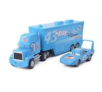 Pixar Cars 3 2 pièces Chick Hicks Lightning McQueen Oncle Conteneur Camion 1:55 Diecast Métal Modle Jouet Cadeau d'anniversaire pour Enfants (Couleur : Le Roi