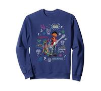 Pixar Coco Miguel And Dante With Colorful Doodles Sweatshirt, Unisexe pour adultes, Bleu Marine, M