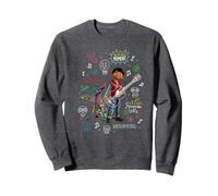 Pixar Coco Miguel And Dante With Colorful Doodles Sweatshirt, Unisexe pour adultes, Chiné Foncé, S