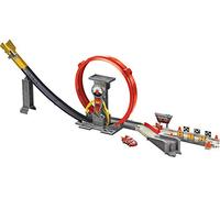 Pixar Disney Pixar Cars Coffret XRS Rocket Racing Course Effrénée pour Petites Voitures, véhicule Flash McQueen Inclus, Jouet pour Enfant, GJW44