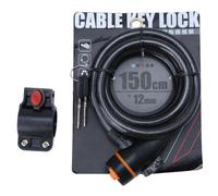 PIXAXOHH Antivol de vélo, câble en Fil d'acier, tête de Verrouillage en Alliage de Zinc, Cylindre de Serrure antivol, pour vélo extérieur, Moto, sécurité de Portail, Longueur 1,5 m (Noire)