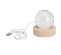 PIXAXOHH Boule de cristal lumineuse à projection galaxie, socle en bois, décoration intérieure, lampe boule de cristal LED 5V