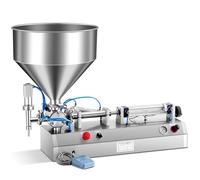 PixCy 300W Machine de Remplissage Pâte Liquide Pneumatique 5-1500ml Remplisseur De Bouteille Buse de Remplissage Anti-Goutte avec Pédale et Trémie Pression d'air 0,4 À 0,9MP 20-200ML