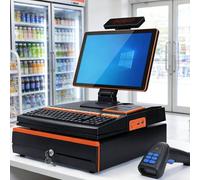 PixCy Caisse Enregistreuse Intelligente,Caisse Enregistreuse Tactile Tout, Tout-en-Un Design + 15,6" Écran Tactile LCD,Scanner + Imprimante de reçu,4G+128Go + Connexion Wi-FI Single