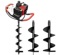 PixCy Tarière à Essence à 4 Temps,Tarière Terre Essence,199cc 3cv + 3 Forets (100/200/300mm) + Amortissement Vibrations, Clôture/Plantation/Jardin,Bricoleurs/Professionnels Jardinage 20/25/30cm