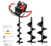 PixCy Tarière Poteau Electrique,Tarière à Essence,199cc 4 Temps + 3 Forets (100/200/300mm) Clôture/Jardin/Plantation,Perçage Efficace + Amortissement Vibrations,Professionnels/Bricoleurs 12/15/20cm