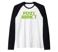 Pixel Addict Style Gamer rétro 8-bit Geek Jeu vidéo Manche Raglan