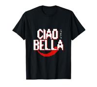Pixel Art Ciao Bella Retro Gaming Italy Design en Blocs de Texte T-Shirt