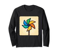 Pixel Art Pinwheel Tourbillon de Rotation du Vent Manche Longue