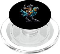 Pixel Art pour Joueur de Style Pirate Riding Parrot Block PopSockets PopGrip pour MagSafe