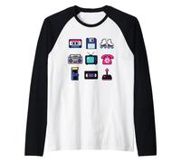 Pixel Art rétro années 80 pour Geek nostalgique du Gaming Manche Raglan
