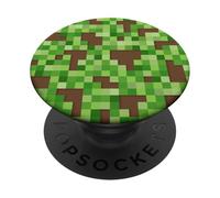 Pixel Block Camo Green Pattern for Gamers and Adventure Fans PopSockets PopGrip Adhésif