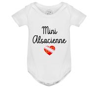 PIXEL EVOLUTION Body Mini Alsacienne - Pour une petite fille déjà fière de son Alsace Body bébé fille - Body humoristique et rigolo - idée cadeau naissance - taille 6 mois - Blanc