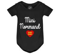 PIXEL EVOLUTION Body Mini Normand - Pour un petit garçon déjà fier de sa Normandie Body bébé garçon - Body humoristique et rigolo - idée cadeau naissance - taille 6 mois - Noir