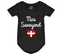 PIXEL EVOLUTION Body Mini Savoyard - Pour un petit garçon déjà fier de sa Savoie Body bébé garçon - Body humoristique et rigolo - idée cadeau naissance - taille 12 mois - Noir