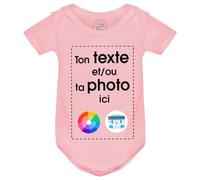 PIXEL EVOLUTION Créez votre body personnalisé avec texte ou photo imprimée Body bébé - Body humoristique et rigolo - idée cadeau naissance - taille 12 mois - Rose