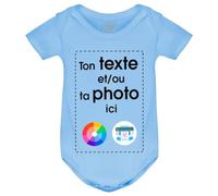 PIXEL EVOLUTION Créez votre body personnalisé avec texte ou photo imprimée Body bébé - Body humoristique et rigolo - idée cadeau naissance - taille 18 mois - Bleu ciel