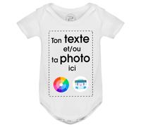PIXEL EVOLUTION Créez votre body personnalisé avec texte ou photo imprimée Body bébé - Body humoristique et rigolo - idée cadeau naissance - taille 9 mois - Blanc