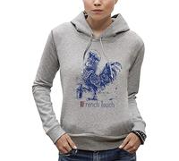 PIXEL EVOLUTION Sweat à Capuche Coq French Touch - Le Coq à la française Femme - Taille M - Gris Chiné