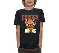 PIXEL EVOLUTION T-Shirt Burger Viking - Hamburger avec Un Casque de Viking Enfant - Taille 10 Ans - Noir
