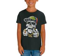 PIXEL EVOLUTION T-Shirt Crane Hip HOP - Tête de Mort avec Une Casquette Enfant - Taille 12 Ans - Noir