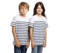 PIXEL EVOLUTION T-Shirt Enfant rayé Bleu et Blanc - marinière garçon/Fille - Coton Doux, Manches Courtes, Style Marin, t-Shirt été Confortable, Look Unisexe pour Enfants