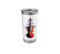 Pixel Glitch Art Violon Violoniste Viole Gobelet isotherme en acier inoxydable double paroi