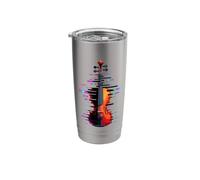 Pixel Glitch Art Violon Violoniste Viole Gobelet isotherme en acier inoxydable double paroi