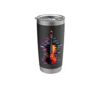 Pixel Glitch Art Violon Violoniste Viole Gobelet isotherme en acier inoxydable double paroi
