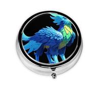 Pixel Griffin Mini pilulier rond, peut être mis dans un portefeuille, une poche, léger et pratique, pilulier à 3 compartiments, pilulier portable,