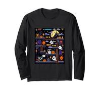Pixel Halloween Arcade Fantôme Citrouille Rétro Game Art Manche Longue