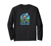 Pixel Hero Retro Graphic - Level Up Your Day Classic Gamer A Manche Longue