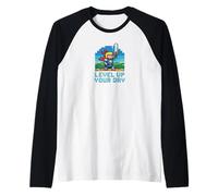 Pixel Hero Retro Graphic - Level Up Your Day Classic Gamer A Manche Raglan