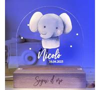 Pixel® Lampe personnalisée avec nom - Veilleuse pour enfants avec animaux - Idée cadeau naissance, baptême, anniversaire - Cadeau de Noël pour bébés (éléphant)