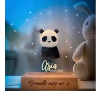 Pixel® Lampe personnalisée avec nom - Veilleuse pour enfants avec animaux - Idée cadeau naissance, baptême, anniversaire - Cadeau de Noël pour bébés (Panda)