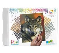 Pixel P090047 Emballage cadeau mosaïque loup pour enfants, image pixel environ 30,5 x 38,1 cm, système d'assemblage simple avec tesselles en bioplastique, sans repassage ni collage