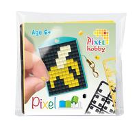 Pixel P23128 - Médaillon mosaïque Banane, Porte-clés pour Enfants à décorer soi-même, système d'enfichage très Facile, sans Repassage ni Collage, tesselles en bioplastique