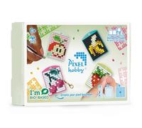 Pixel P23903 - Médaillon mosaïque boîte à thème Fruits, Porte-clés pour Enfants à décorer soi-même, système d'enfichage très Simple, sans Repassage ni Collage, tesselles en bioplastique
