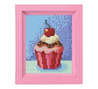Pixel P31228 Emballage cadeau mosaïque Cupcake, image pixel avec cadre, système d'emboîtement très simple, sans repassage ni collage, tesselles en bioplastique