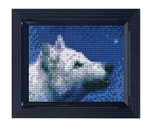 Pixel P31302 Emballage cadeau mosaïque loup, image pixel avec cadre, système d'enfichage très facile, sans repassage ni collage, tesselles en bioplastique