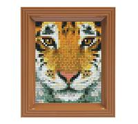 Pixel P31314 Mosaïque emballage cadeau tigre, image pixel avec cadre, système d'enfichage très facile, sans repassage ni collage, tesselles en bioplastique