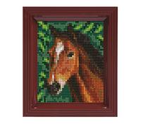 Pixel P31318 Emballage cadeau mosaïque cheval, image pixel avec cadre, système d'enfichage très facile, sans repassage ni collage, tesselles en bioplastique